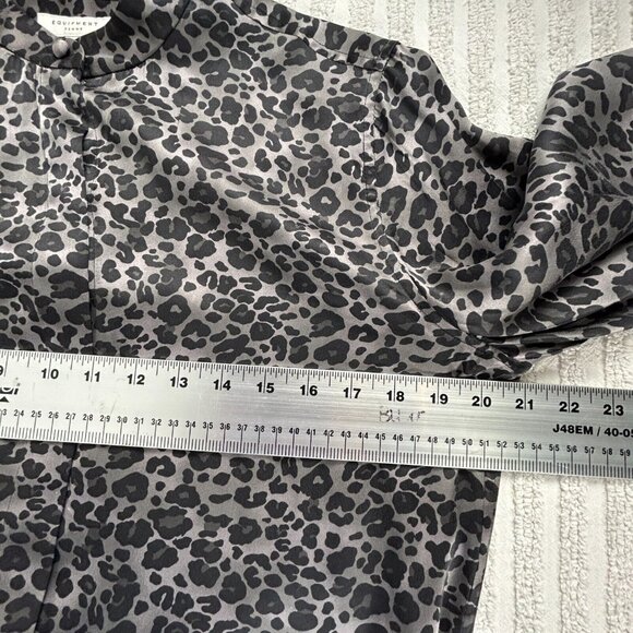 Equipment Women's Button Down Shirt Silk Long Sleeves Leopard Print Black Medium - Picture 7 of 8
